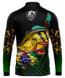 camiseta de Pesca Tucunaré com proteção uv 50+ manga longa de Zíper e tecido Premium