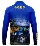 Camiseta agro que move o Brasil com Proteção uv 50+ e Zíper de manga longa