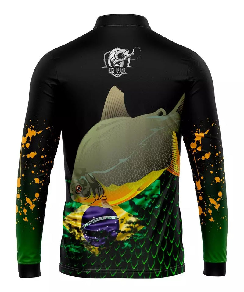 Camiseta de pesca piranha com proteção uv 50+ com Zíper