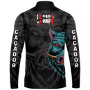 Camiseta de Caça Caçador Preta com Gola de Zíper e Tecido Premium com Proteção UV50+