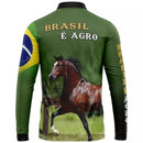 Camiseta agro Brasil  Premium manga longa de Zíper com Proteção uv 50+