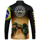 Camiseta Agro Pecuária Brasil com Proteção uv50+ com ziper e manga longa