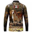 Camiseta La Caça com proteção uv 50+ e gola zíper