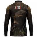 Camiseta de Caça Marrom com Proteção uv 50+ e gola de ziper