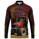 Camiseta Terra agro Vermelha com proteção uv 50+ gola de zíper e tecido Premium