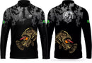 Camiseta de Pesca Traíra camuflada com proteção uv 50+ gola de ziper e tecido premium