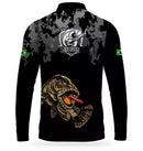 Camiseta de Pesca Traíra camuflada com proteção uv 50+ gola de ziper e tecido premium