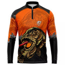 Camiseta de Pesca Traíra laranja com Proteção UV 50+ com tecido premium e gola de ziper