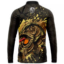 Camiseta de Pesca Traíra Marrom com gola de Zíper com Proteção uv 50+ e Tecido Premium