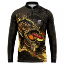 Camiseta de Pesca Traíra Marrom com gola de Zíper com Proteção uv 50+ e Tecido Premium