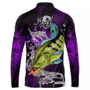 Camiseta De Pesca Tucunaré Roxo com Proteção UV50+ com Gola de Zíper e Tecido Premium