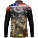 Camiseta Boi Valente EUA com Gola De Zíper Com Proteção UV50+ e Tecido Premium