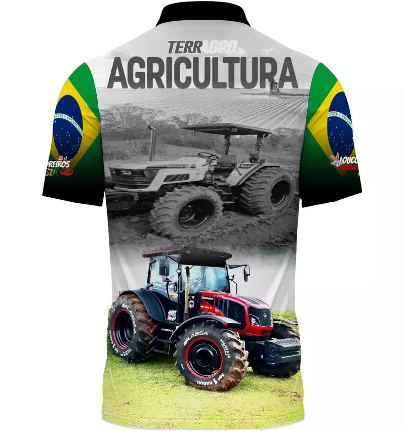 Camiseta Manga Curta Terragro Agricultura com Proteção UV50+ Gola de Zíper e Tecido Premium