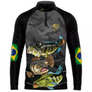 Camiseta Tunaré e Traira com Proteção UV50+ com Gola de Zíper e Tecido Premium