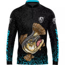 Camiseta de Pesca Jk Traira Fishing Azul com Proteção UV50+ com Gola de Zíper e Tecido Premium