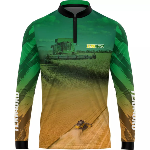 Camiseta Terragro Plantação Brasil com Gola de Zíper e Tecido Premium com Proteção UV50+