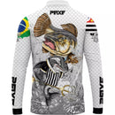 Camiseta de Pesca Santos Peixe com Gola de Zíper e Tecido Premium com Proteção UV50+