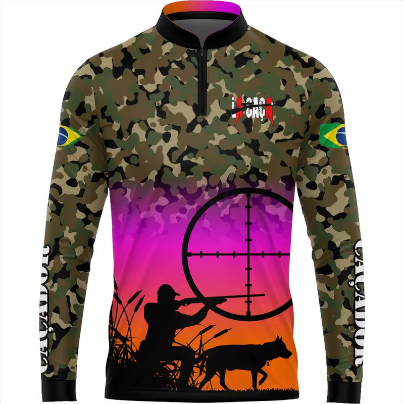 Camiseta La Caça Caçadoras Brasil com Gola de Zíper e Tecido Premium com Proteção UV50+