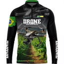Camiseta Drone Brasil com Gola Ziper e Tecido Premium com proteção uv 50+