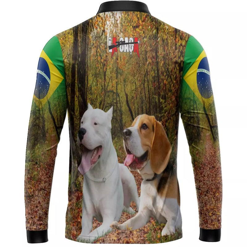 Camiseta Javali porco Brasil com Proteção UV50+ com Gola de Zíper e Tecido Premium