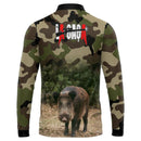 Camiseta de Caça Camuflada Exercito com Proteção UV+ Gola de Zíper e Tecido Premium