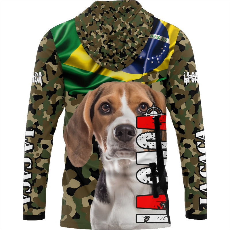 Camiseta de Caça Verde Camuflada com Tecido Premium com Proteção UV50+ e Capuz