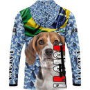 Camiseta de Caça Camuflado Azul com Tecido Premium com Proteção UV50+ e Capuz