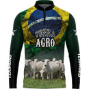 Camiseta Terragro Vacas Nelore Brasil com Gola de Zíper e Tecido Premium com Proteção UV50+