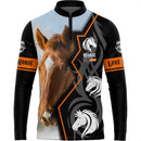 Camiseta Terragro Love Horse Preta com Zíper e Tecido Premium com Proteção UV50+