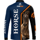 Camiseta Terragro Horse Azul com Ziper e tecido premium com Proteção UV50+