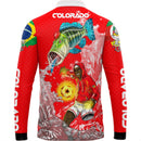 Camiseta de Pesca Tucunaré Colorado Com Zíper e Tecido Premium com Proteção UV50+