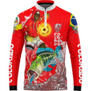 Camiseta de Pesca Tucunaré Colorado Com Zíper e Tecido Premium com Proteção UV50+