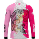 Camiseta de Pesca Piau Açu Rosa com gola de ziper e tecido premium com proteção uv50+