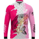 Camiseta de Pesca Piau Açu Rosa com gola de ziper e tecido premium com proteção uv50+