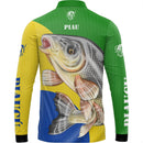 Camiseta de Pesca Piau açu Brasil com gola de ziper e tecido premium com proteção uv50+