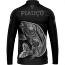 Camiseta de Pesca Piau Açu com Gola de Zíper e Tecido Premium com Proteção UV 50+