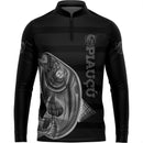 Camiseta de Pesca Piau Açu com Gola de Zíper e Tecido Premium com Proteção UV 50+